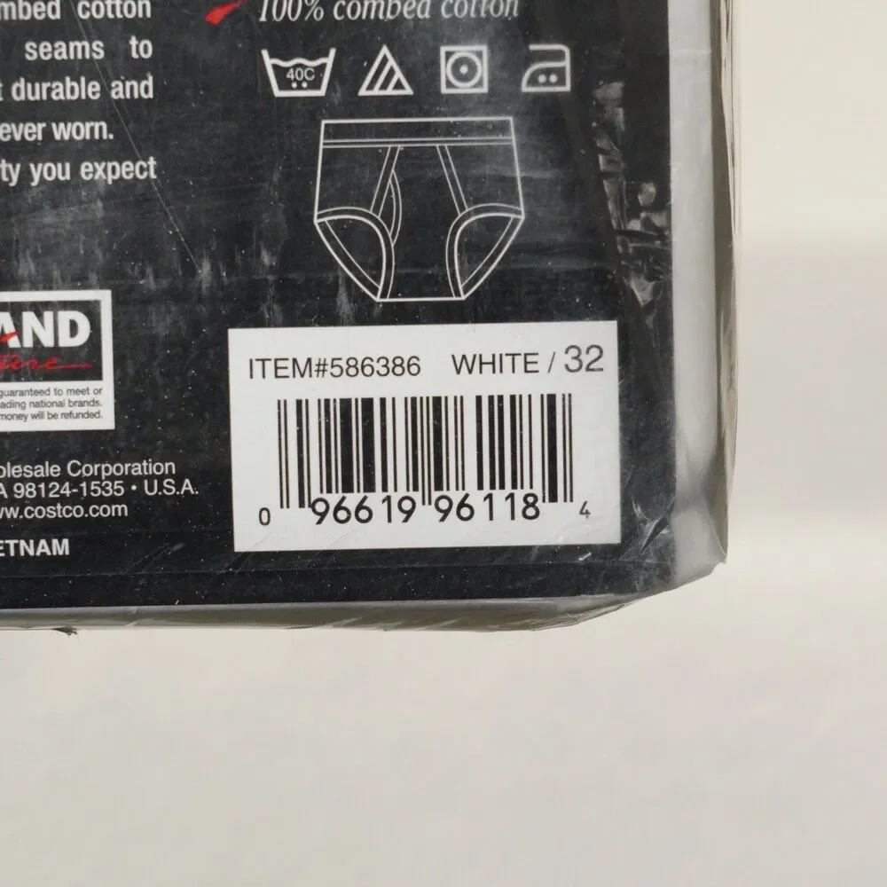 Kirkland Signature Mid-Rise Briefs 6-Pack Mens 32 White Combed Cotton Underwear